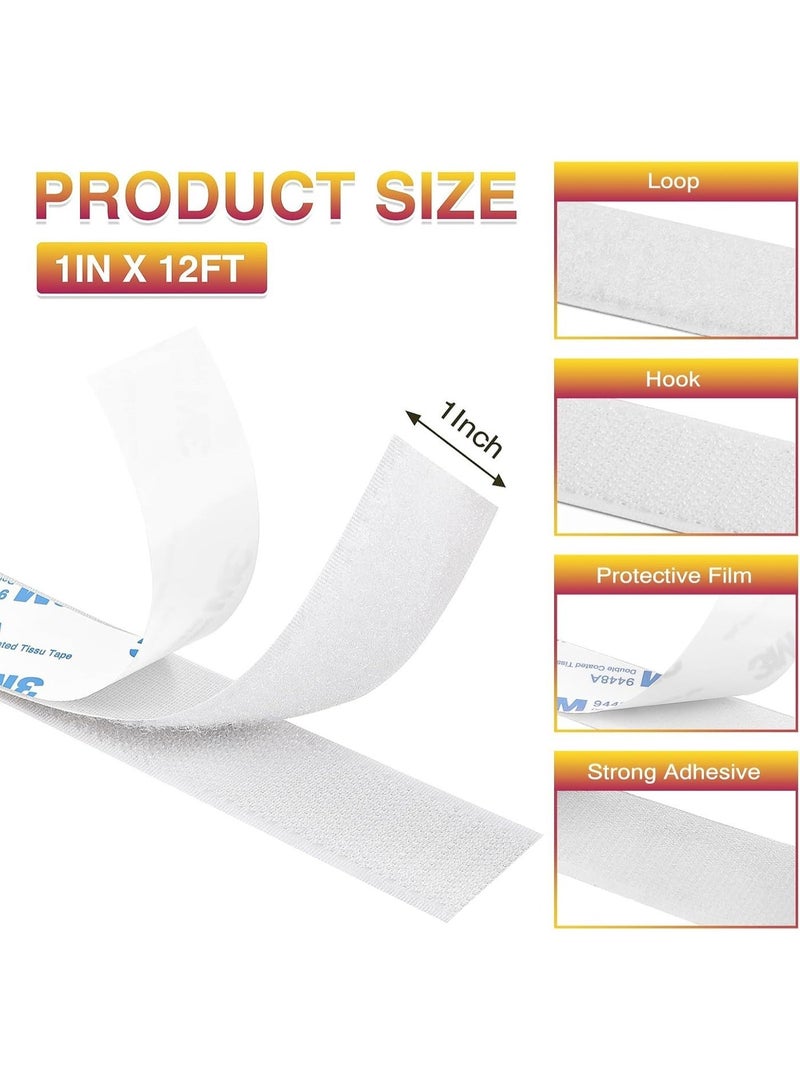 ثري ام زوج واحد من شريط فيلكرو شديد التحمل، 2.5 سم × 5 م، لاصق ذاتي بخطاف وحلقة، شريط تثبيت أبيض مزدوج الجوانب، شريط لاصق قوي مقاوم للماء، شرائط لاصقة قابلة لإعادة الاستخدام لتنظيم الكابلات، وتثبيت السجاد، ومستلزمات منزلية وأخرى خاصة بالمرآب. - Image 2